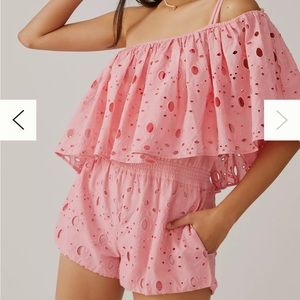 La Fuori x Anthropologie One-Shoulder Eyelet Romper